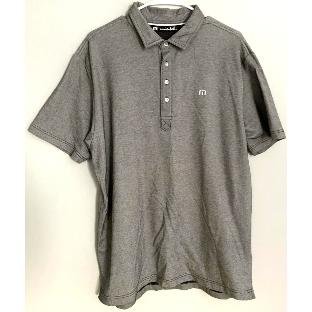 Travis Mathew Polo Shirt Mens XL Gray Stretch Short Sleeve Golf Performance EUC